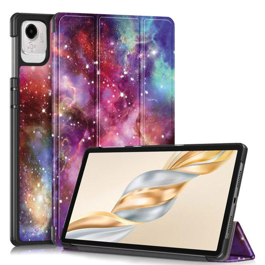 For Honor Pad X9a / X9 Pro Custer Painted 3-Fold Leather Tablet Case(Milky Way)