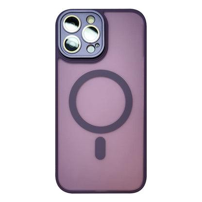 For iPhone 15 Pro Max Skin Feel MagSafe Phone Case with Lens Film(Purple) - iPhone 15 Pro Max Cases by buy2fix | Online Shopping UK | buy2fix