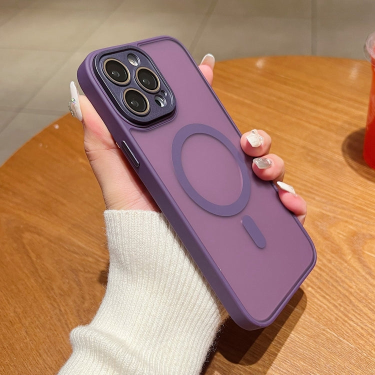For iPhone 15 Pro Max Skin Feel MagSafe Phone Case with Lens Film(Purple) - iPhone 15 Pro Max Cases by buy2fix | Online Shopping UK | buy2fix