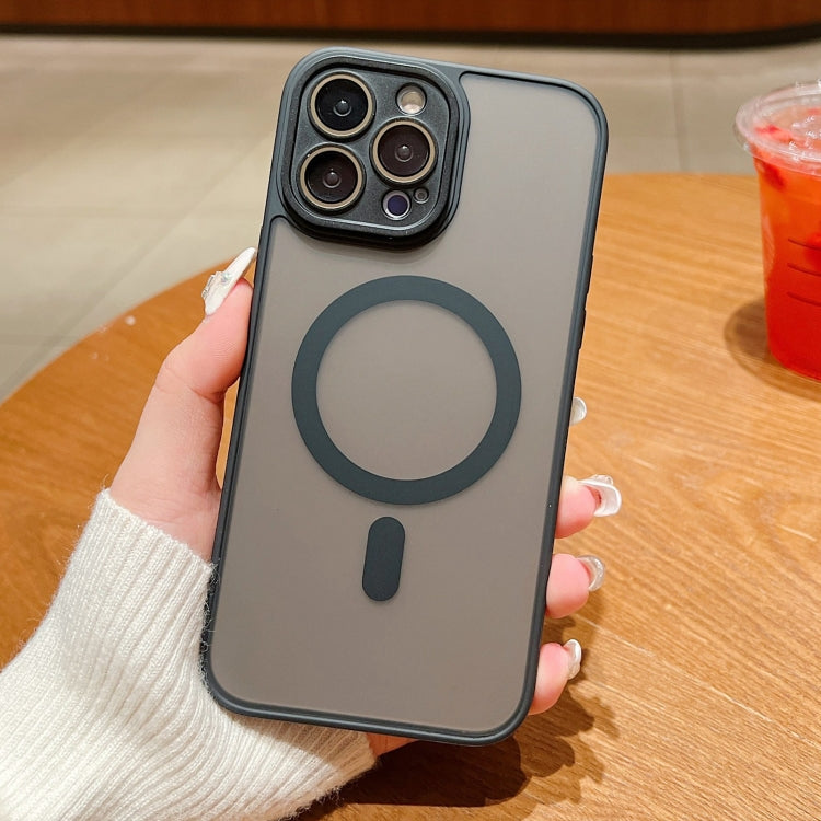 For iPhone 14 Skin Feel MagSafe Phone Case with Lens Film(Black) by buy2fix