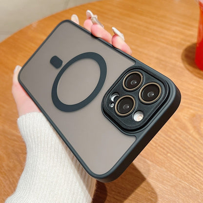 For iPhone 14 Skin Feel MagSafe Phone Case with Lens Film(Black) by buy2fix