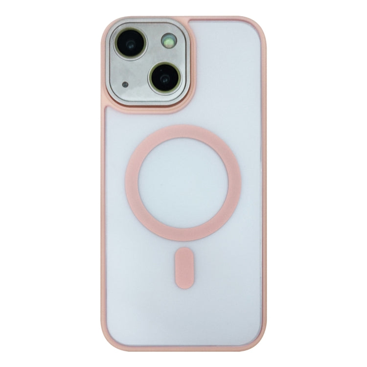 For iPhone 14 Skin Feel MagSafe Phone Case with Lens Film(Pink) by buy2fix