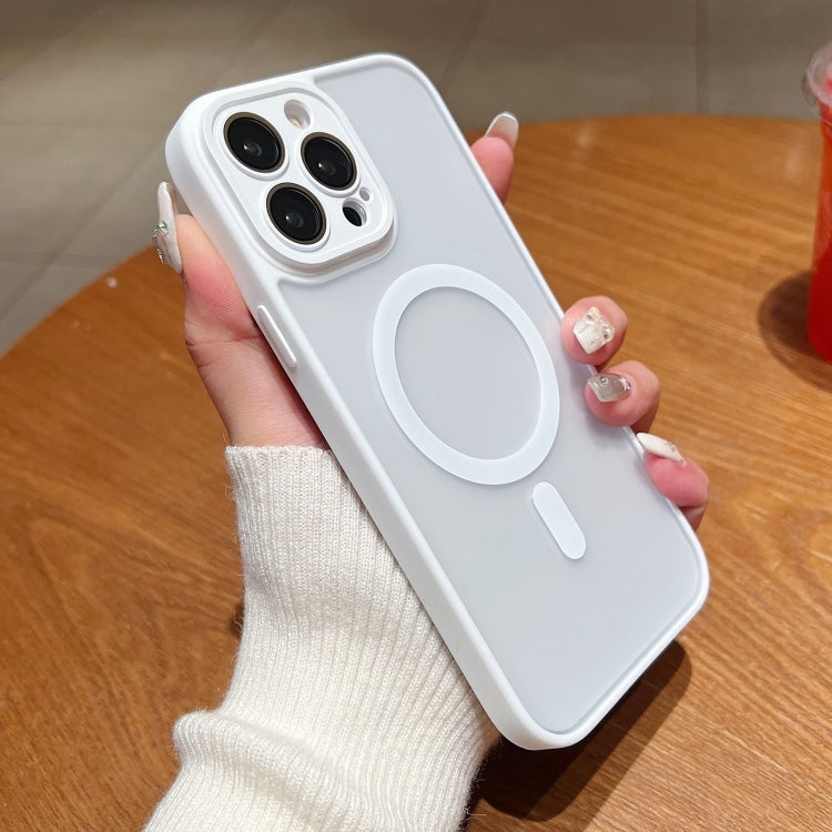 For iPhone 12 Pro Max Skin Feel MagSafe Phone Case with Lens Film(White) by buy2fix