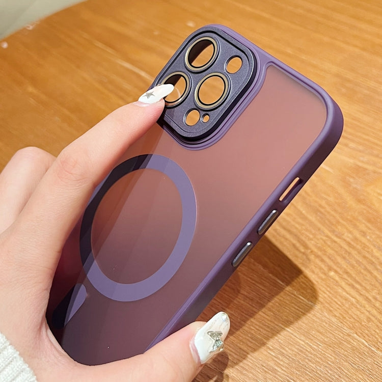 For iPhone 15 Pro Max Skin Feel MagSafe Phone Case with Lens Film(Purple) - iPhone 15 Pro Max Cases by buy2fix | Online Shopping UK | buy2fix