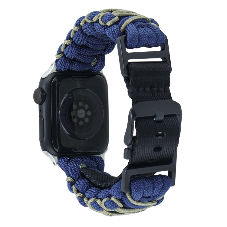 For Apple Watch Ultra 2 49mm Dual-layer Braided Paracord Buckle Watch Band(Navy Army Green) by buy2fix