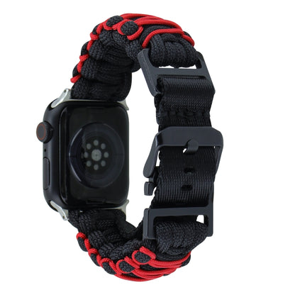 For Apple Watch Ultra 2 49mm Dual-layer Braided Paracord Buckle Watch Band(Black Red) by buy2fix