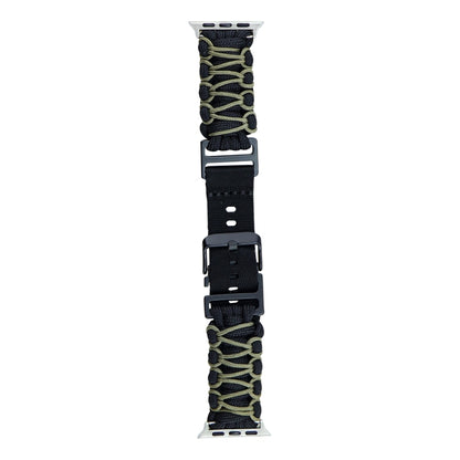 For Apple Watch Ultra 2 49mm Dual-layer Braided Paracord Buckle Watch Band(Black Army Green) by buy2fix
