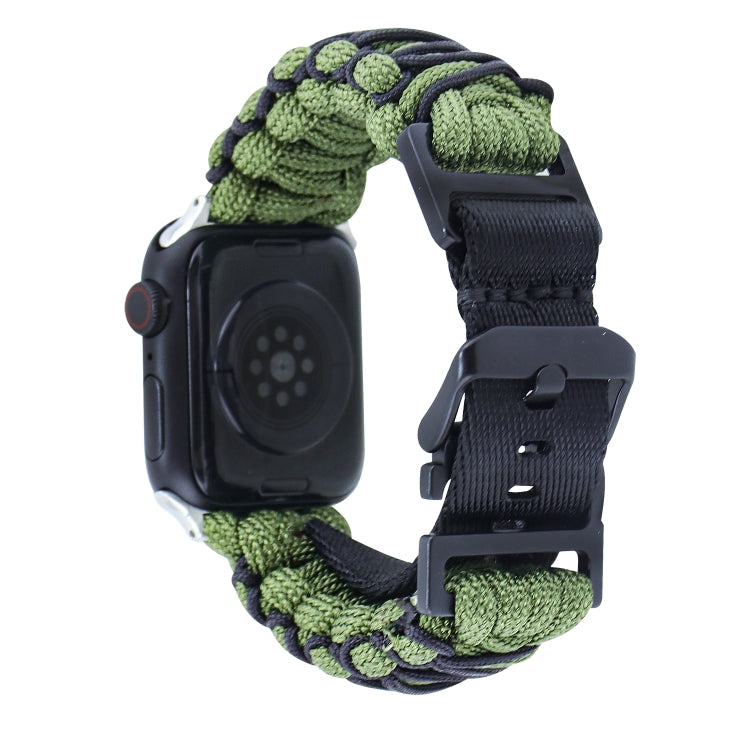 For Apple Watch Ultra 2 49mm Dual-layer Braided Paracord Buckle Watch Band(Army Green Black) by buy2fix