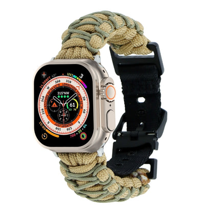 For Apple Watch Ultra 2 49mm Dual-layer Braided Paracord Buckle Watch Band(Khaki Army Green) by buy2fix
