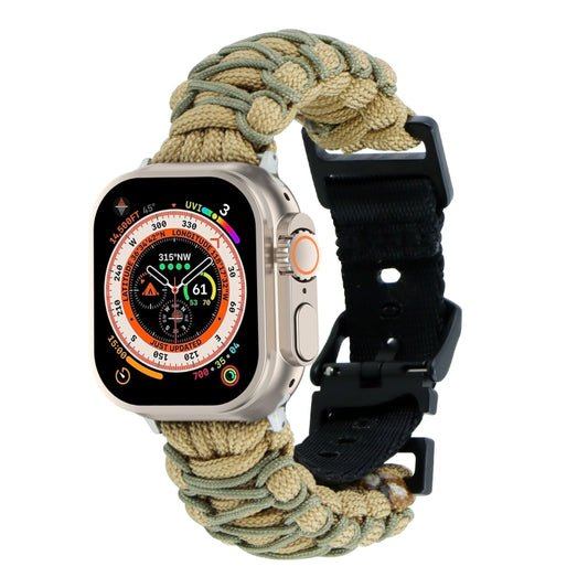 For Apple Watch Ultra 2 49mm Dual-layer Braided Paracord Buckle Watch Band(Khaki Army Green) by buy2fix