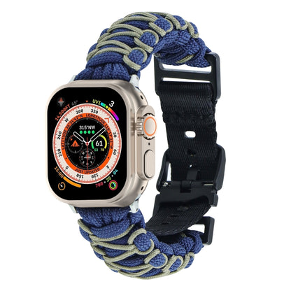 For Apple Watch Ultra 49mm Dual-layer Braided Paracord Buckle Watch Band(Navy Army Green) by buy2fix