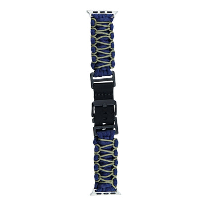For Apple Watch Ultra 49mm Dual-layer Braided Paracord Buckle Watch Band(Navy Army Green) by buy2fix