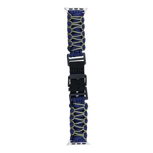 For Apple Watch Ultra 49mm Dual-layer Braided Paracord Buckle Watch Band(Navy Army Green) by buy2fix