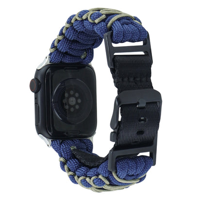 For Apple Watch Ultra 49mm Dual-layer Braided Paracord Buckle Watch Band(Navy Army Green) by buy2fix