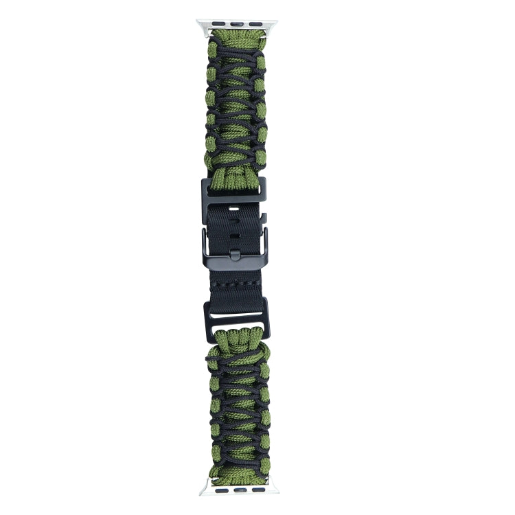 For Apple Watch Ultra 49mm Dual-layer Braided Paracord Buckle Watch Band(Army Green Black) by buy2fix