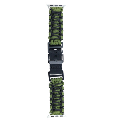 For Apple Watch Ultra 49mm Dual-layer Braided Paracord Buckle Watch Band(Army Green Black) by buy2fix