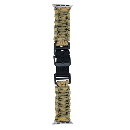 For Apple Watch Ultra 49mm Dual-layer Braided Paracord Buckle Watch Band(Khaki Army Green) by buy2fix