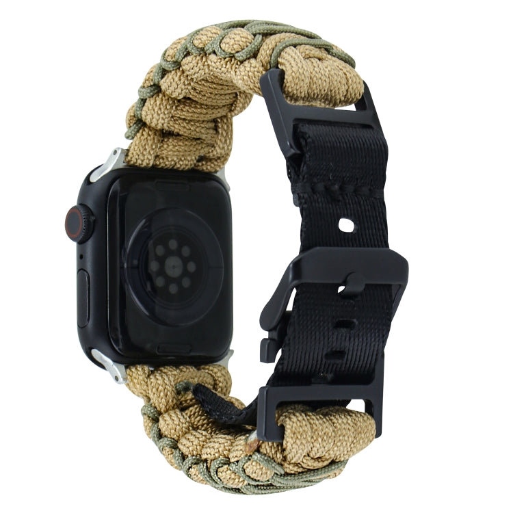 For Apple Watch Ultra 49mm Dual-layer Braided Paracord Buckle Watch Band(Khaki Army Green) by buy2fix