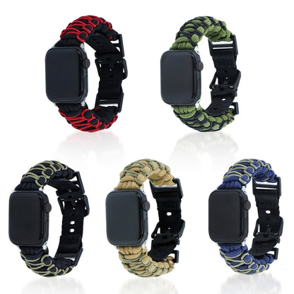 For Apple Watch Ultra 49mm Dual-layer Braided Paracord Buckle Watch Band(Army Green Black) by buy2fix