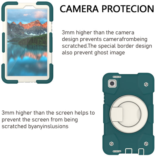 For Samsung Galaxy Tab A9 8.7 2023 Silicone Hybrid PC Tablet Case with Shoulders Strap(Blackish Green) - Galaxy Tab A9 by buy2fix | Online Shopping UK | buy2fix