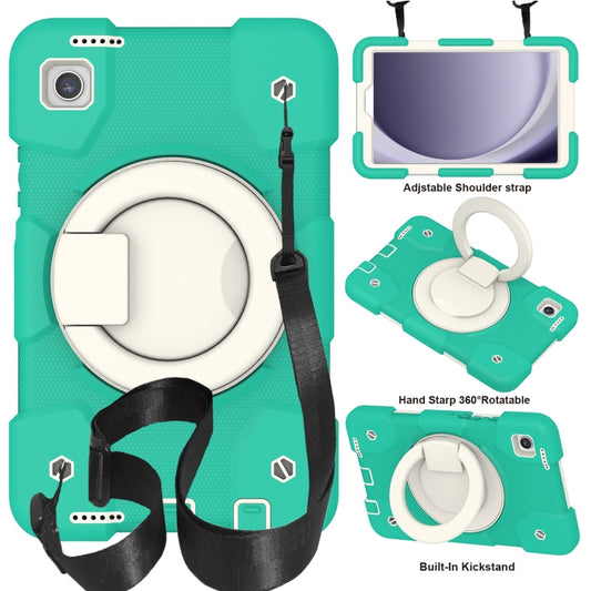 For Samsung Galaxy Tab A9 8.7 2023 Silicone Hybrid PC Tablet Case with Shoulders Strap(Mint Green) - Galaxy Tab A9 by buy2fix | Online Shopping UK | buy2fix