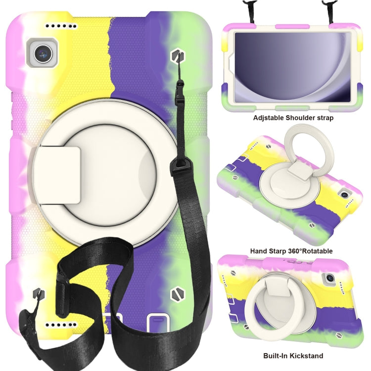 For Samsung Galaxy Tab A9 8.7 2023 Silicone Hybrid PC Tablet Case with Shoulders Strap(Colorful Purple) - Galaxy Tab A9 by buy2fix | Online Shopping UK | buy2fix
