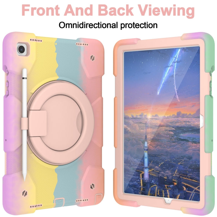 For Samsung Galaxy Tab A9+ 11 2023 Silicone Hybrid PC Tablet Case with Shoulders Strap(Colorful Rose Gold) - Galaxy Tab A9+ by buy2fix | Online Shopping UK | buy2fix