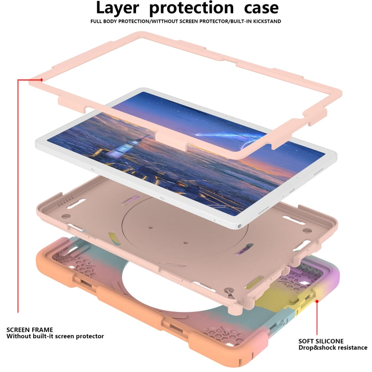 For Samsung Galaxy Tab A9+ 11 2023 Silicone Hybrid PC Tablet Case with Shoulders Strap(Colorful Rose Gold) - Galaxy Tab A9+ by buy2fix | Online Shopping UK | buy2fix