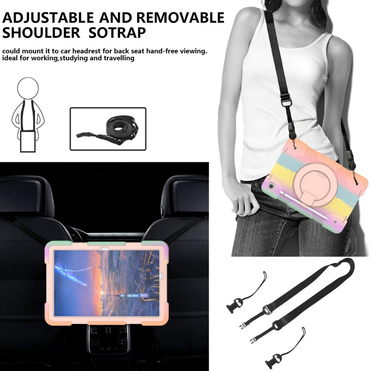 For Samsung Galaxy Tab A9+ 11 2023 Silicone Hybrid PC Tablet Case with Shoulders Strap(Colorful Rose Gold) - Galaxy Tab A9+ by buy2fix | Online Shopping UK | buy2fix