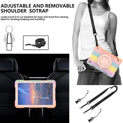 For Samsung Galaxy Tab A9+ 11 2023 Silicone Hybrid PC Tablet Case with Shoulders Strap(Colorful Rose Gold) - Galaxy Tab A9+ by buy2fix | Online Shopping UK | buy2fix