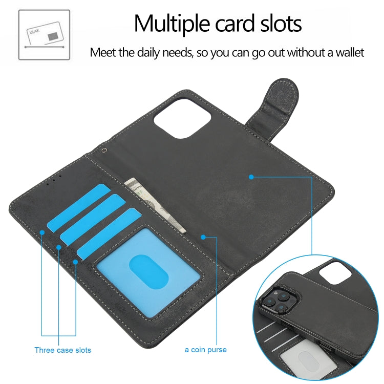 For iPhone 16 Pro Max 2 in 1 Detachable Phone Leather Case(Black) - iPhone 16 Pro Max Cases by buy2fix | Online Shopping UK | buy2fix