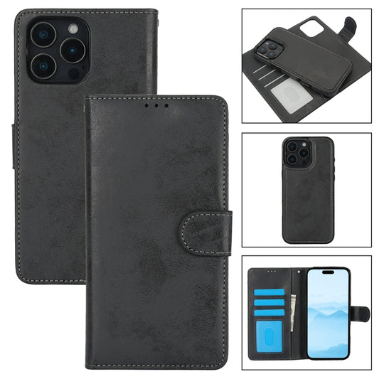 For iPhone 16 Pro Max 2 in 1 Detachable Phone Leather Case(Black) - iPhone 16 Pro Max Cases by buy2fix | Online Shopping UK | buy2fix