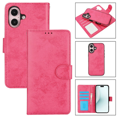 For iPhone 16 Plus 2 in 1 Detachable Phone Leather Case(Pink) - iPhone 16 Plus Cases by buy2fix | Online Shopping UK | buy2fix