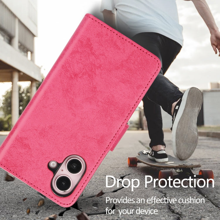 For iPhone 16 2 in 1 Detachable Phone Leather Case(Pink) - iPhone 16 Cases by buy2fix | Online Shopping UK | buy2fix