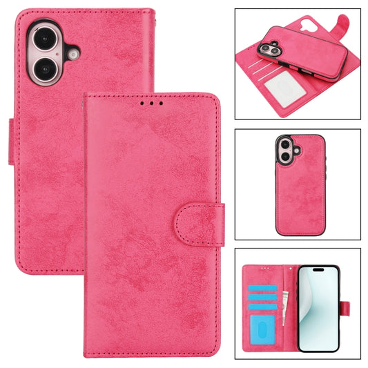 For iPhone 16 2 in 1 Detachable Phone Leather Case(Pink) - iPhone 16 Cases by buy2fix | Online Shopping UK | buy2fix