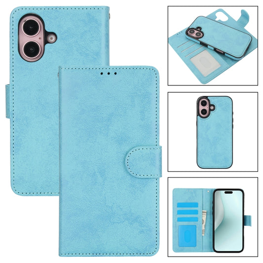 For iPhone 16 2 in 1 Detachable Phone Leather Case(Blue) - iPhone 16 Cases by buy2fix | Online Shopping UK | buy2fix