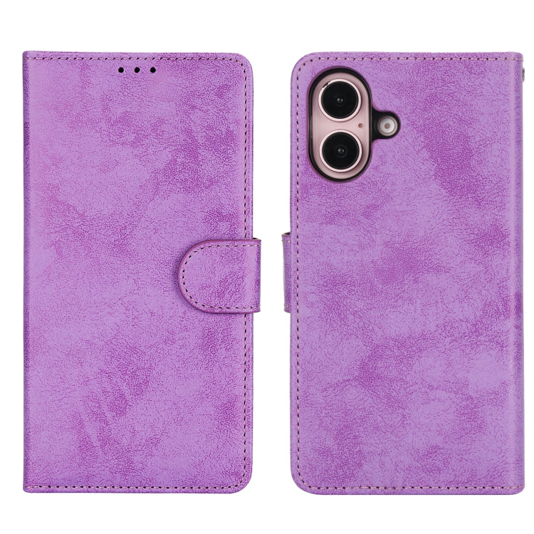 For iPhone 16 2 in 1 Detachable Phone Leather Case(Purple) - iPhone 16 Cases by buy2fix | Online Shopping UK | buy2fix