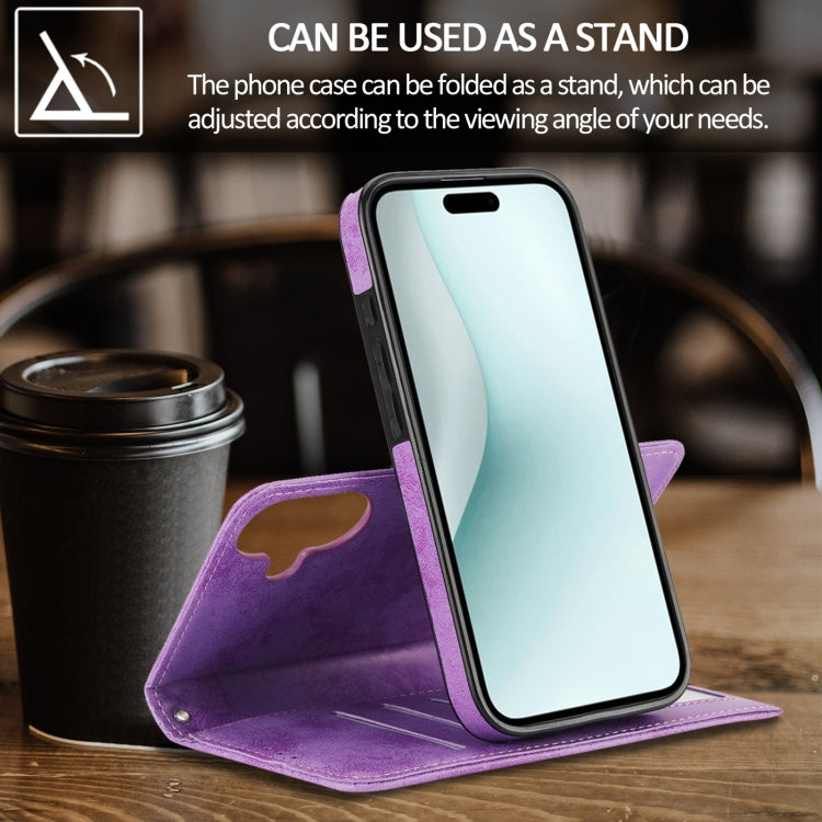 For iPhone 16 2 in 1 Detachable Phone Leather Case(Purple) - iPhone 16 Cases by buy2fix | Online Shopping UK | buy2fix