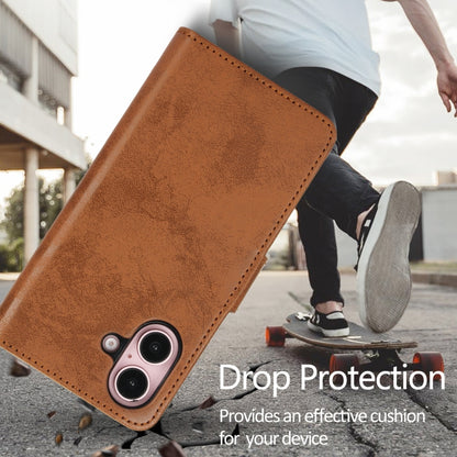 For iPhone 16 2 in 1 Detachable Phone Leather Case(Brown) - iPhone 16 Cases by buy2fix | Online Shopping UK | buy2fix