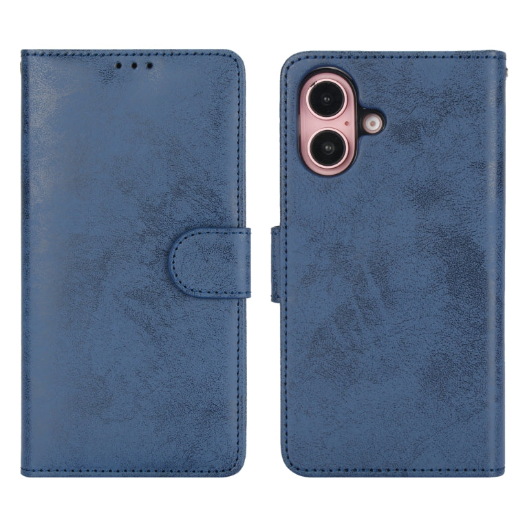 For iPhone 16 2 in 1 Detachable Phone Leather Case(Dark Blue) - iPhone 16 Cases by buy2fix | Online Shopping UK | buy2fix