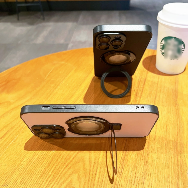 For iPhone 12 Pro Max Skin Feel Armor Magnetic Holder Phone Case(Sky Blue) by buy2fix