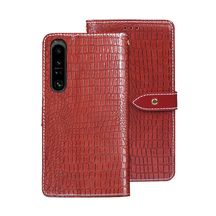 For Sony Xperia 1 V idewei Crocodile Texture Leather Phone Case(Red) by idewei