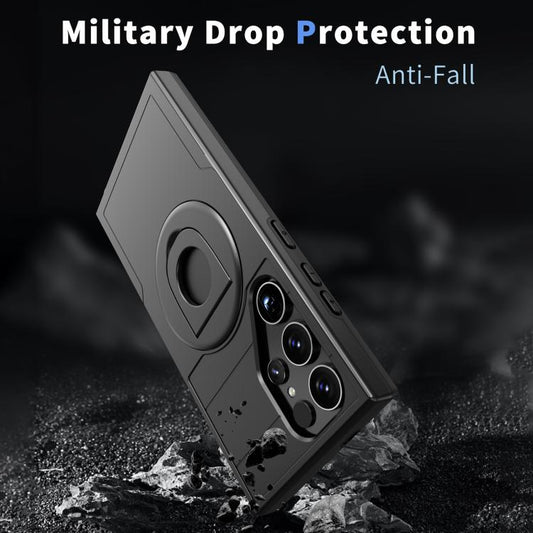 For Samsung Galaxy S24 Ultra 5G Armor MagSafe Ring Holder Phone Case(Black) - Galaxy S24 Ultra 5G Cases by buy2fix | Online Shopping UK | buy2fix