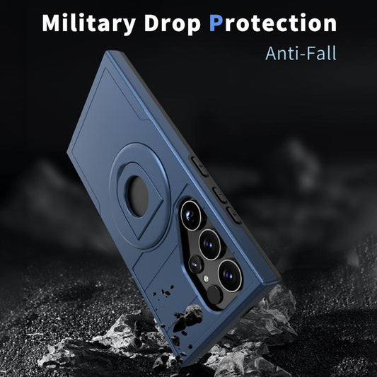 For Samsung Galaxy S24 Ultra 5G Armor MagSafe Ring Holder Phone Case(Blue) - Galaxy S24 Ultra 5G Cases by buy2fix | Online Shopping UK | buy2fix