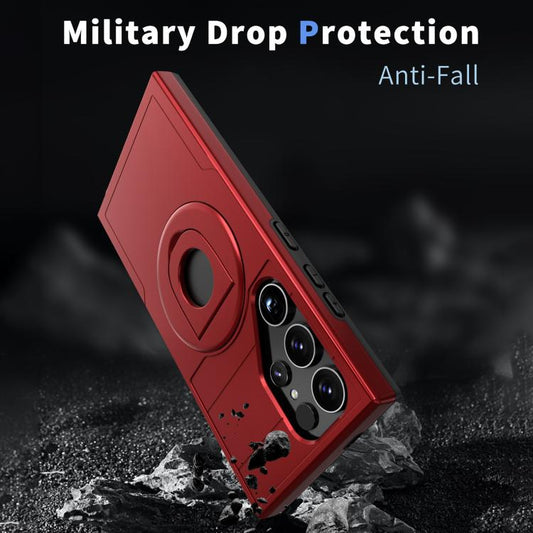 For Samsung Galaxy S24 Ultra 5G Armor MagSafe Ring Holder Phone Case(Red) - Galaxy S24 Ultra 5G Cases by buy2fix | Online Shopping UK | buy2fix