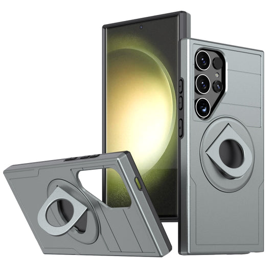 For Samsung Galaxy S24 Ultra 5G Armor MagSafe Ring Holder Phone Case(Titanium Grey)