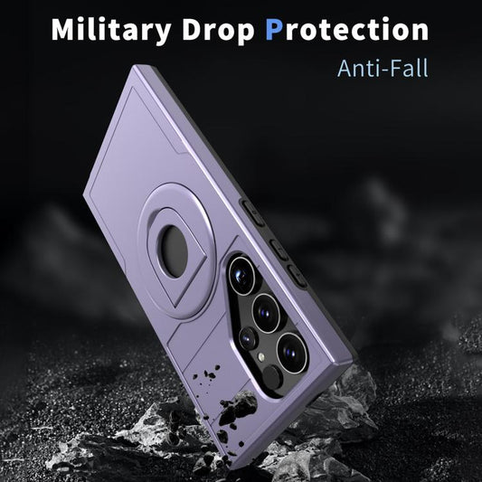 For Samsung Galaxy S24 Ultra 5G Armor MagSafe Ring Holder Phone Case(Puple) - Galaxy S24 Ultra 5G Cases by buy2fix | Online Shopping UK | buy2fix