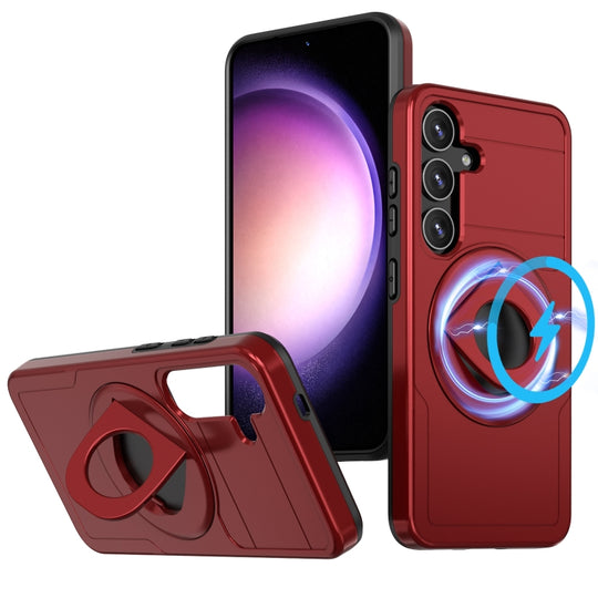 For Samsung Galaxy S24+ 5G Armor MagSafe Ring Holder Phone Case(Red)