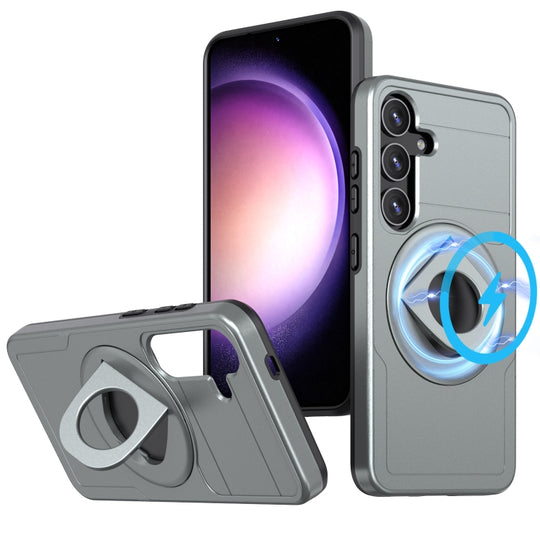 For Samsung Galaxy S24 5G Armor MagSafe Ring Holder Phone Case(Titanium Grey)