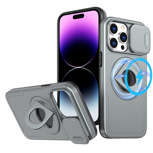 For iPhone 14 Pro Max Camshield MagSafe Ring Holder Armor Phone Case(Titanium Grey) - iPhone 14 Pro Max Cases by buy2fix | Online Shopping UK | buy2fix